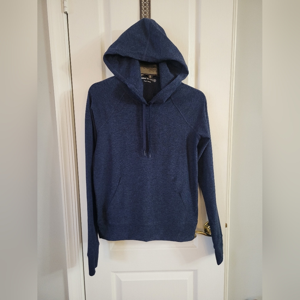 Outdoor Voices All Day CloudKnit Hoodie Navy Blue Medium Performance Stretch